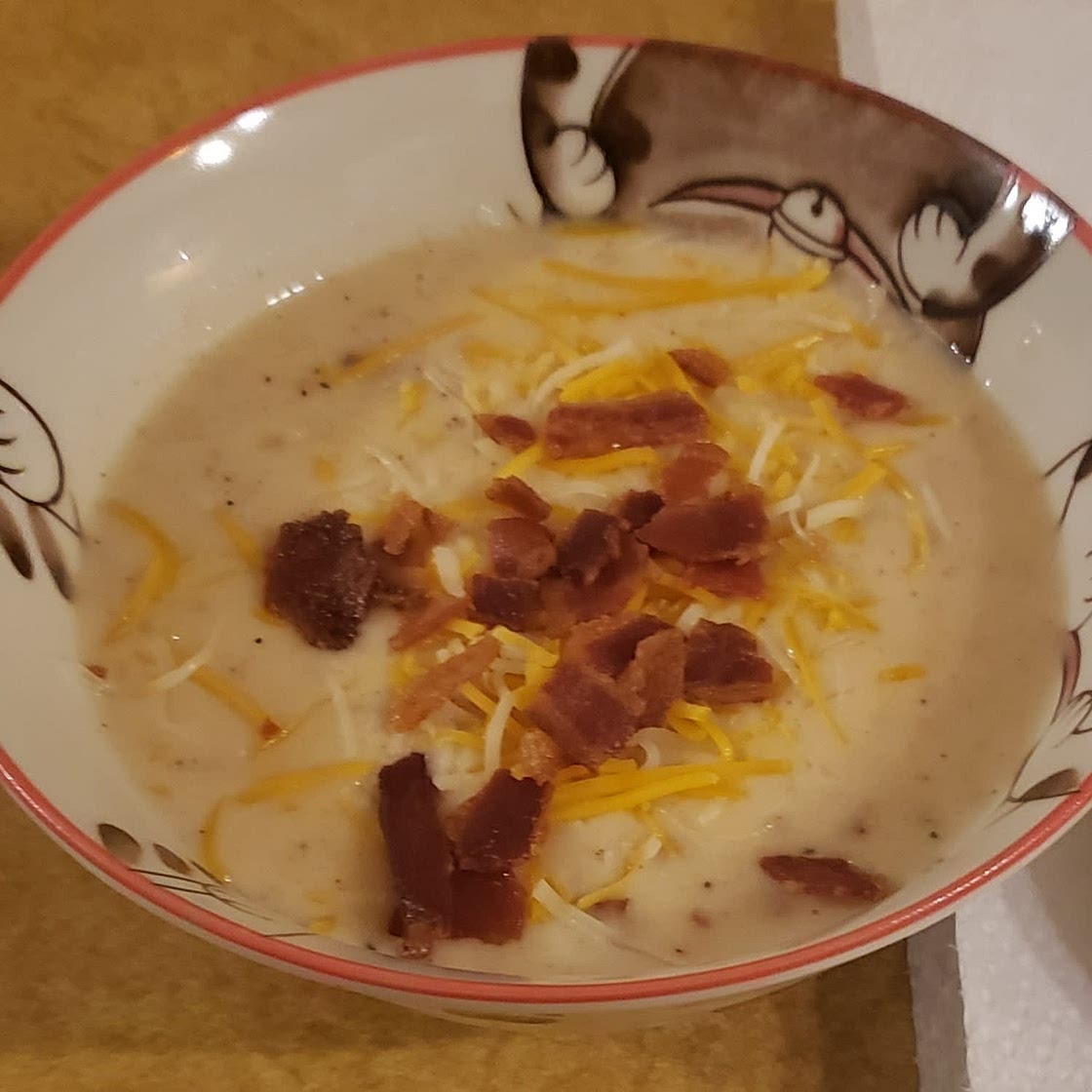Cheddar Potato and Bacon Soup with Roast Beef Club Sandwich