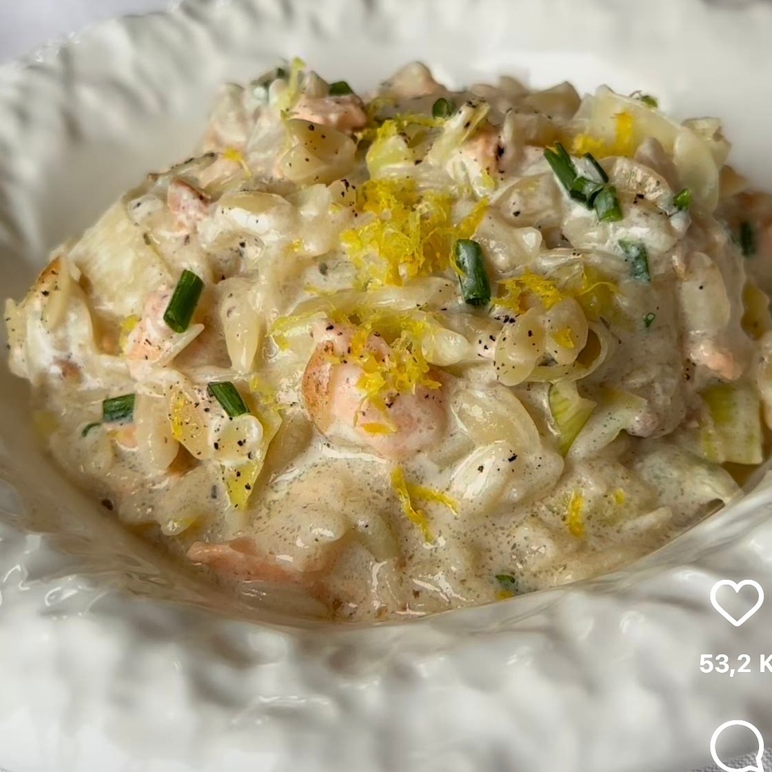Orzo de saumon et poireaux 