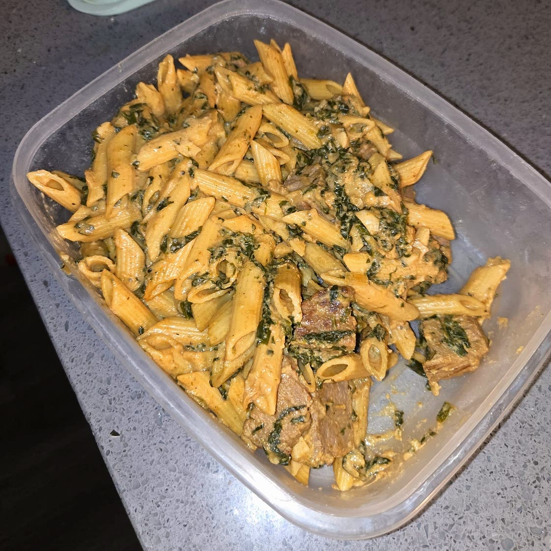 Creamy Garlic Steak Pasta (High Protein)