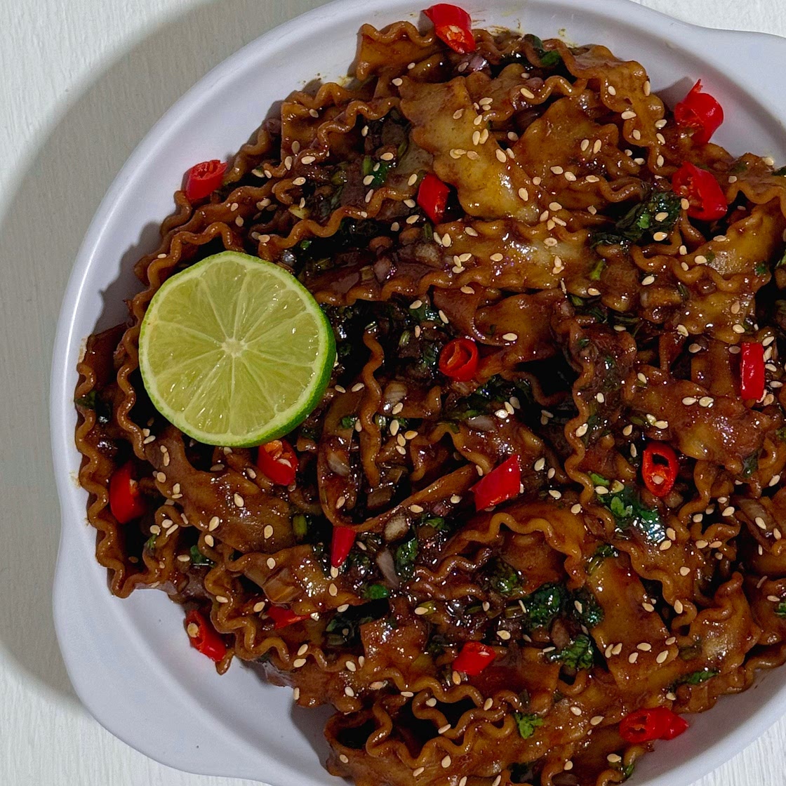 Mafaldine in Chilli, Cilantro and Lime Sauce