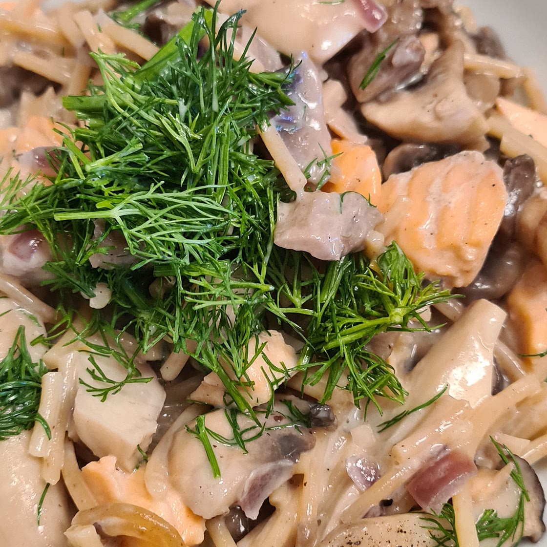 Pilzpfanne mit Lachs