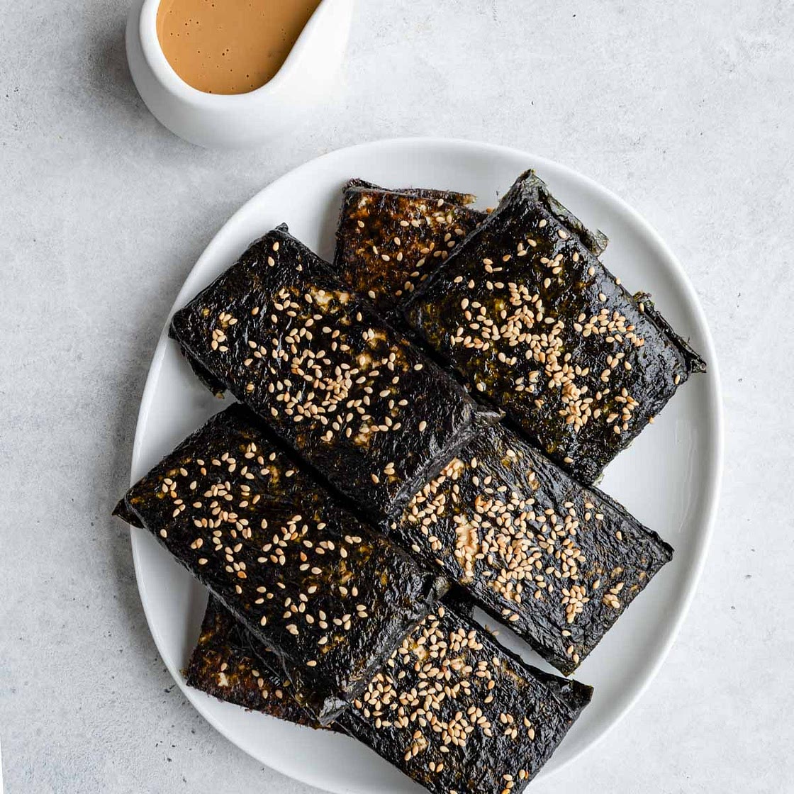 Crispy Seaweed Tofu Bites with Creamy Asian Tahini Dressing