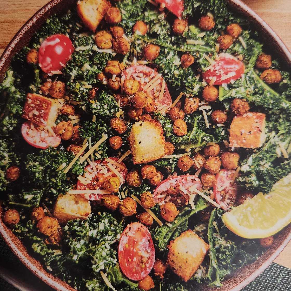 Roasted Chickpea and Kale Caesar salad