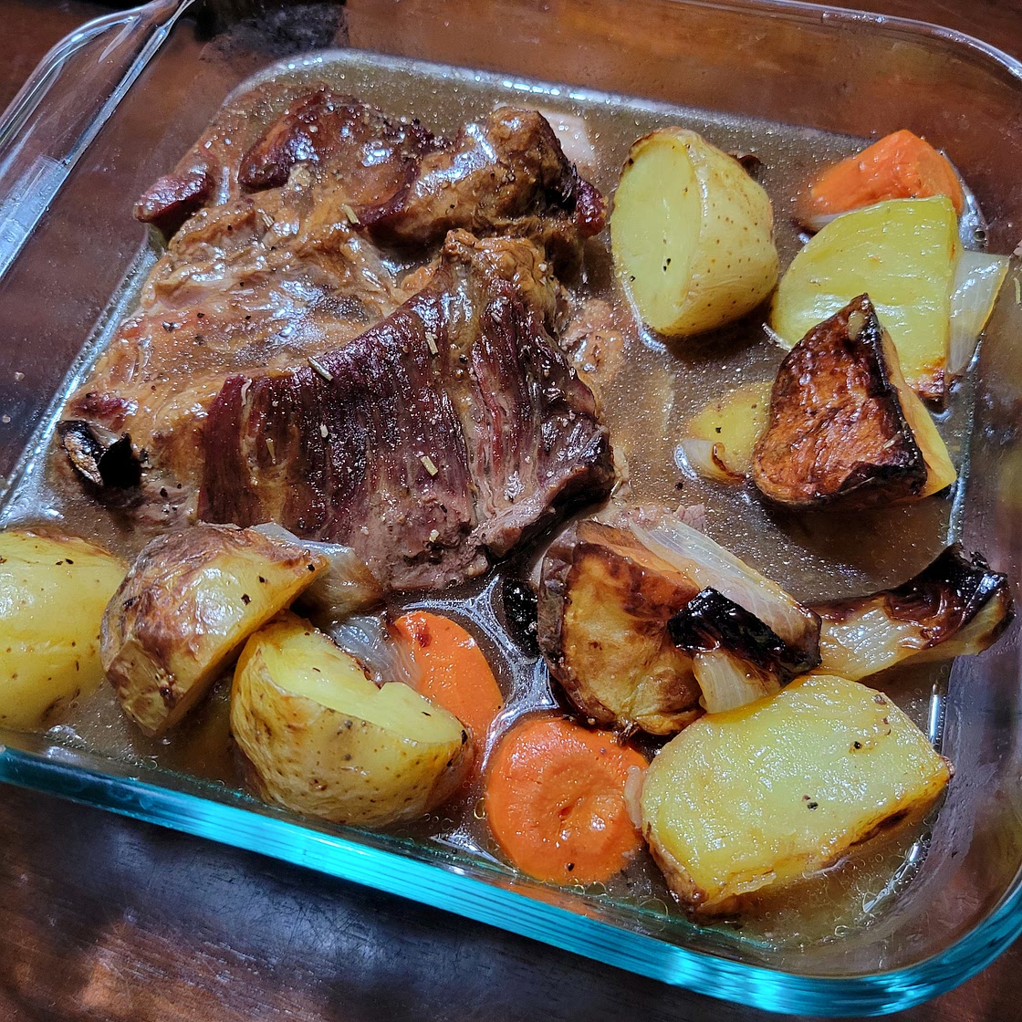 Beef Roast  with Root Vegetables & Red Wine Pan Sauce