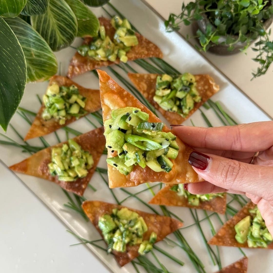 Avocado Cucumber Wonton Crisps