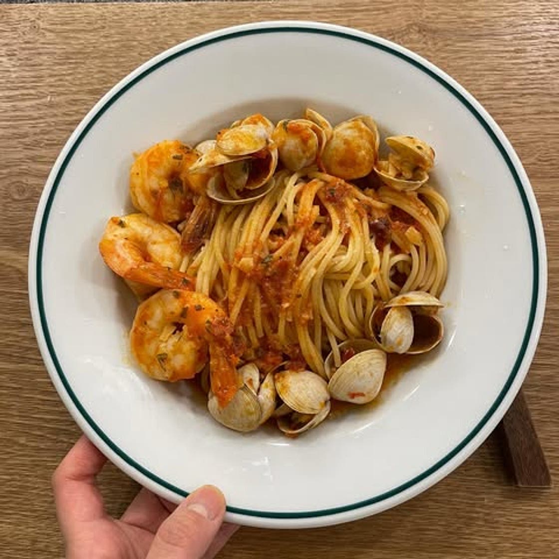 매콤가득 해산물 파스타👩🏻‍🍳
