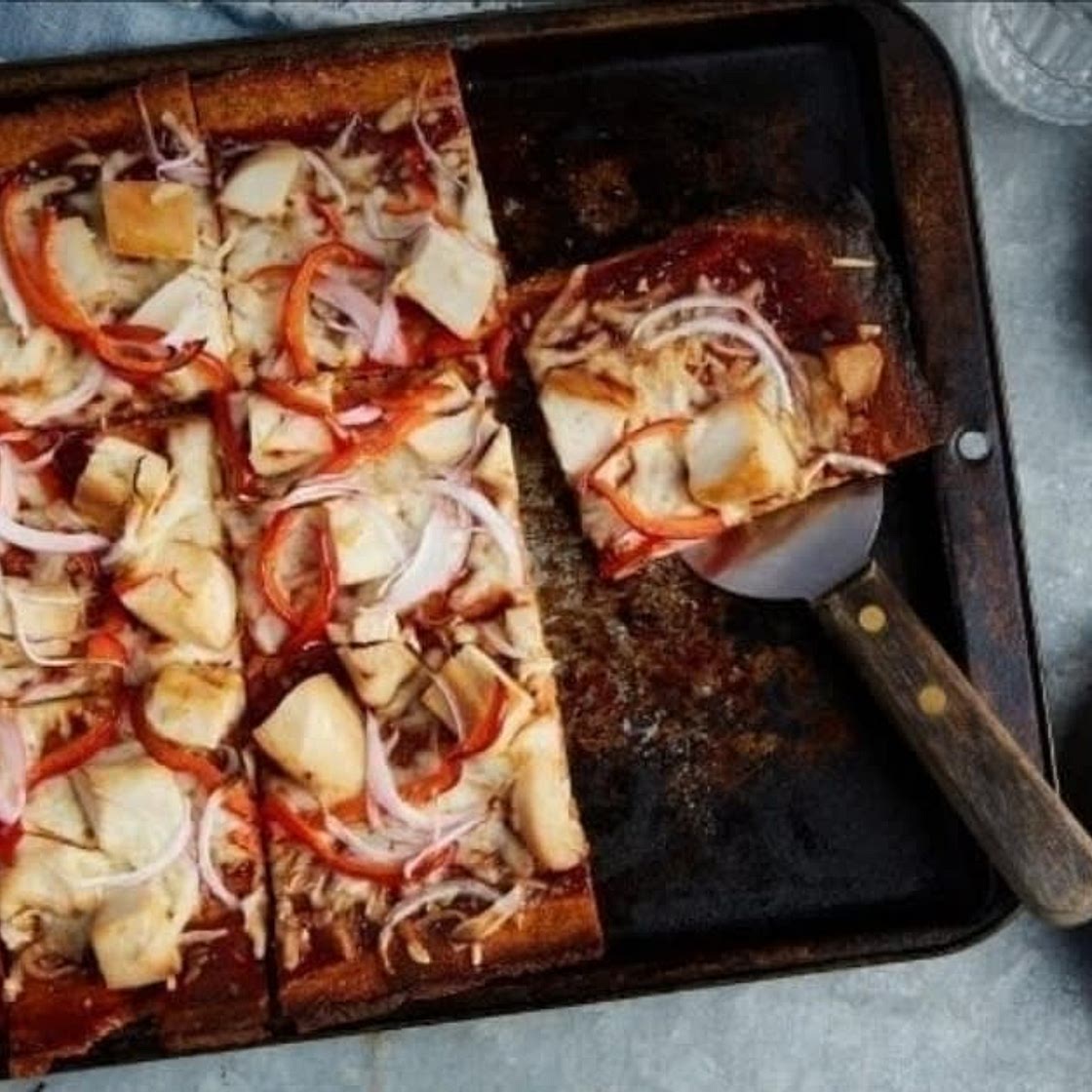 Sweet potato bbq chicken pizza