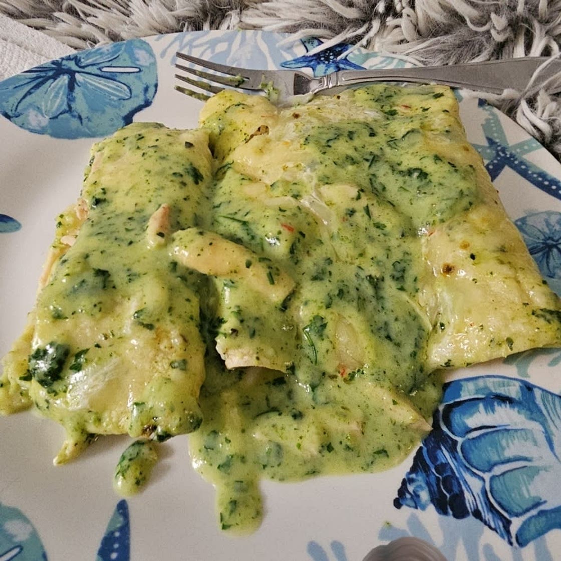 Creamy Poblano Chicken Enchiladas