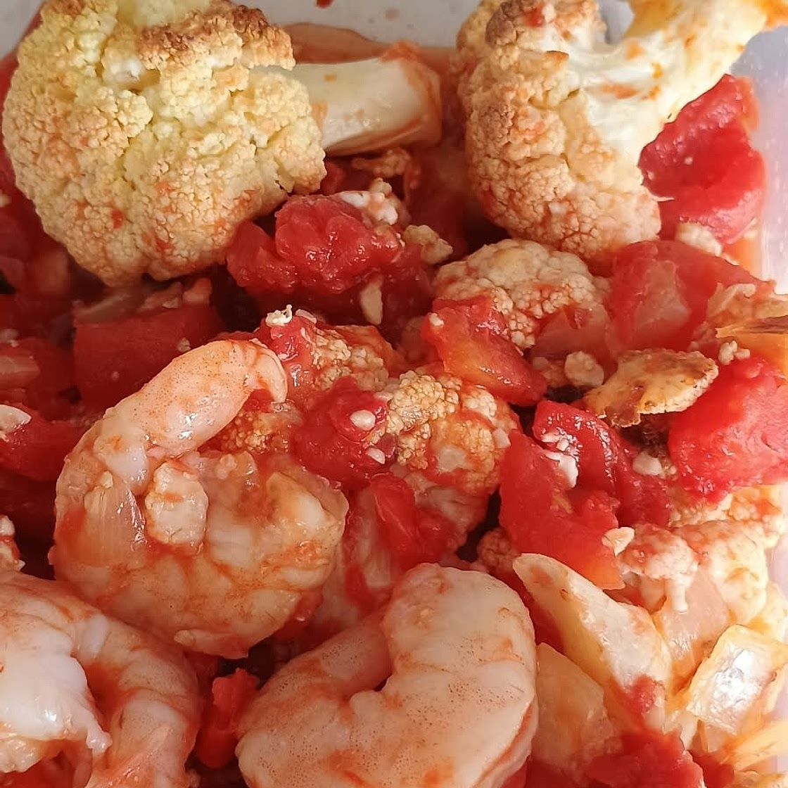 Shrimp and Cauliflower Bake