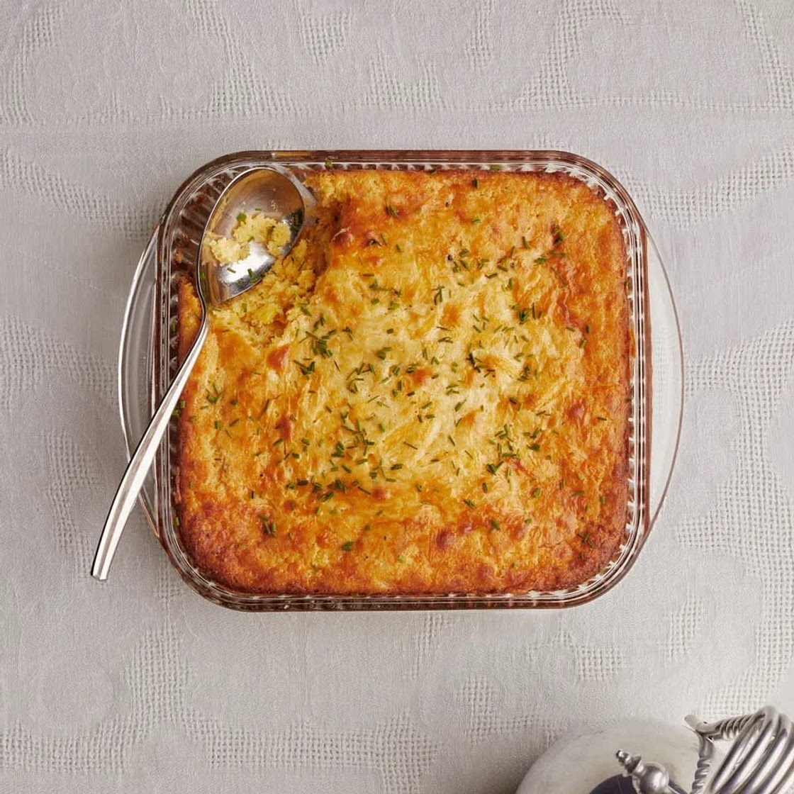 CHEESY CORN PUDDING WITH CHIVES