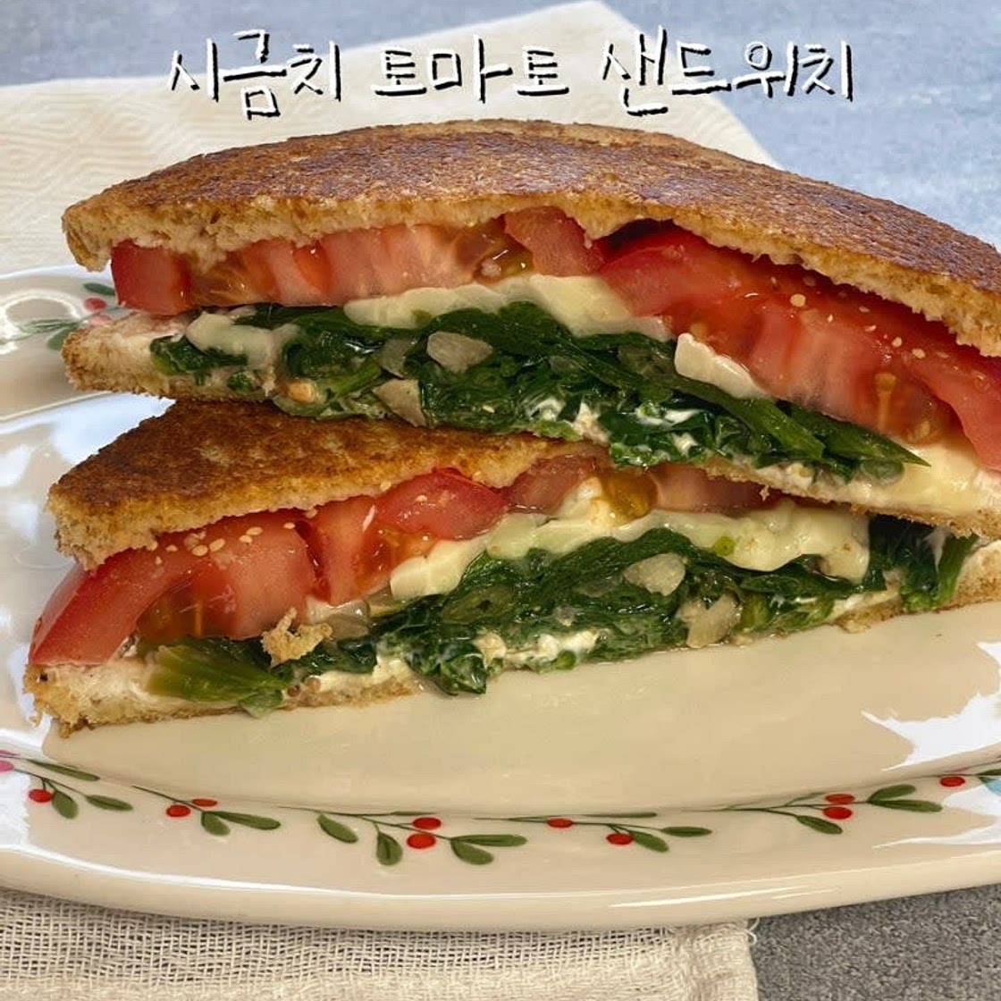 시금치샌드위치 만들기 겨울 시금치요리 스피니치 토마토 샌드위치