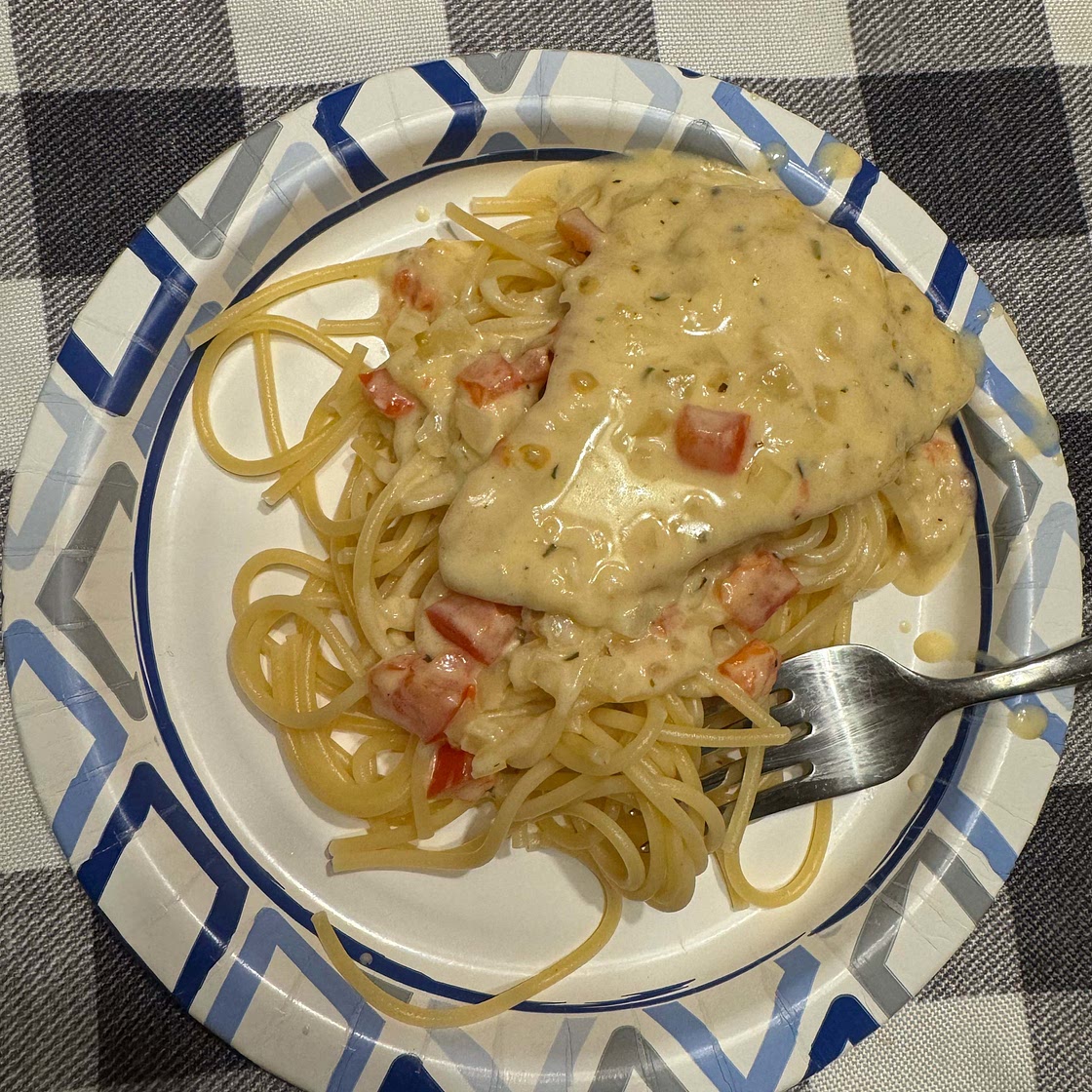 Italian Chicken Pasta in Creamy White Wine Parmesan Cheese Sauce