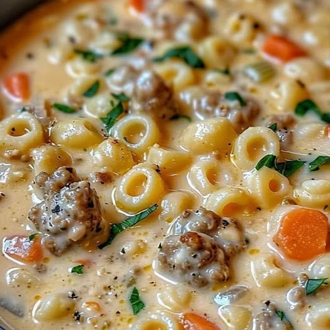Creamy Parmesan Italian Sausage Ditalini Soup