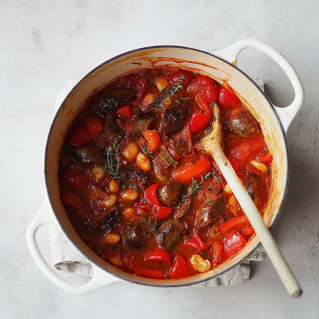 Sausage, red pepper and butterbean casserole — Todenham Manor Fa