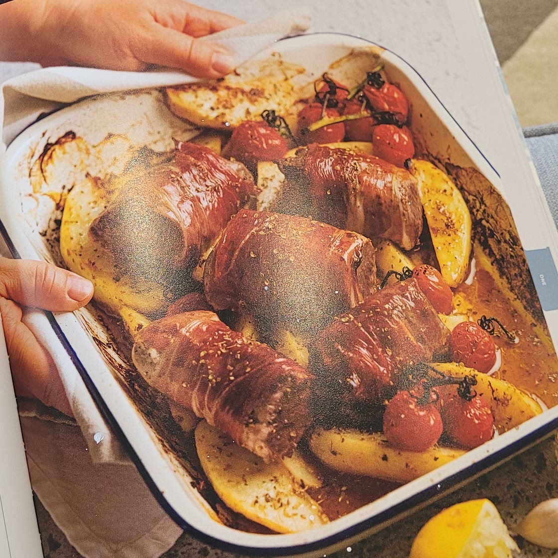 Prosciutto-wrapped Pork with Greek Lemon Potatoes