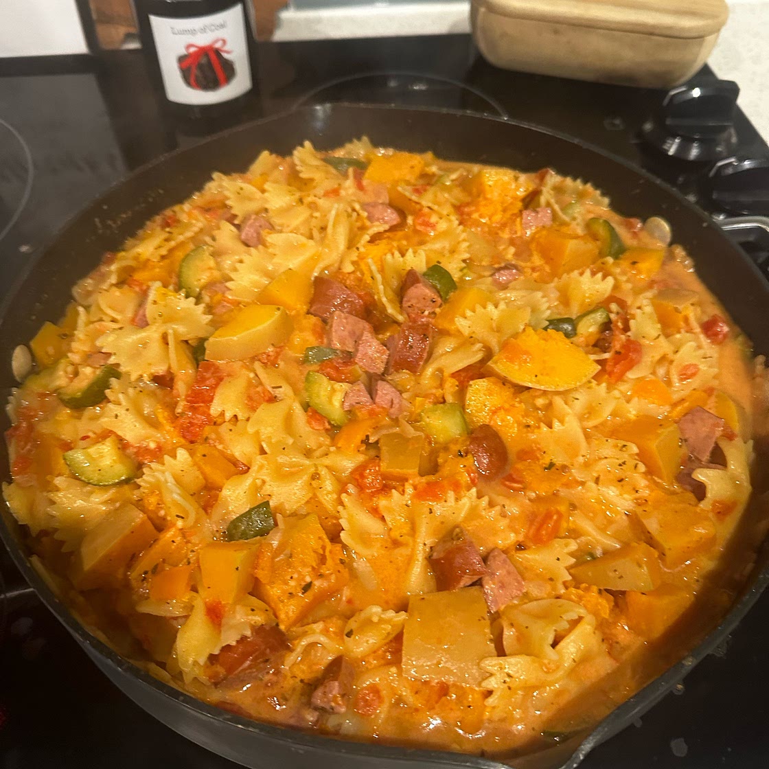 One Pot Smoked Sausage and Veggie Pasta