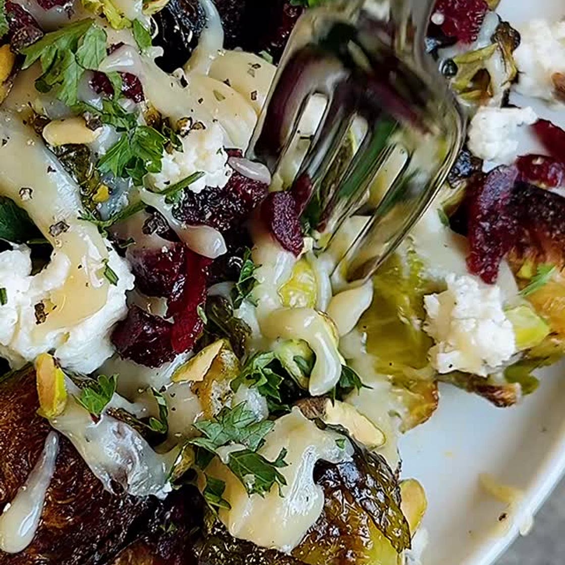 CRISPY BRUSSELS WITH PISTACHIOS &amp; HONEY-BOURSIN CREAM! These