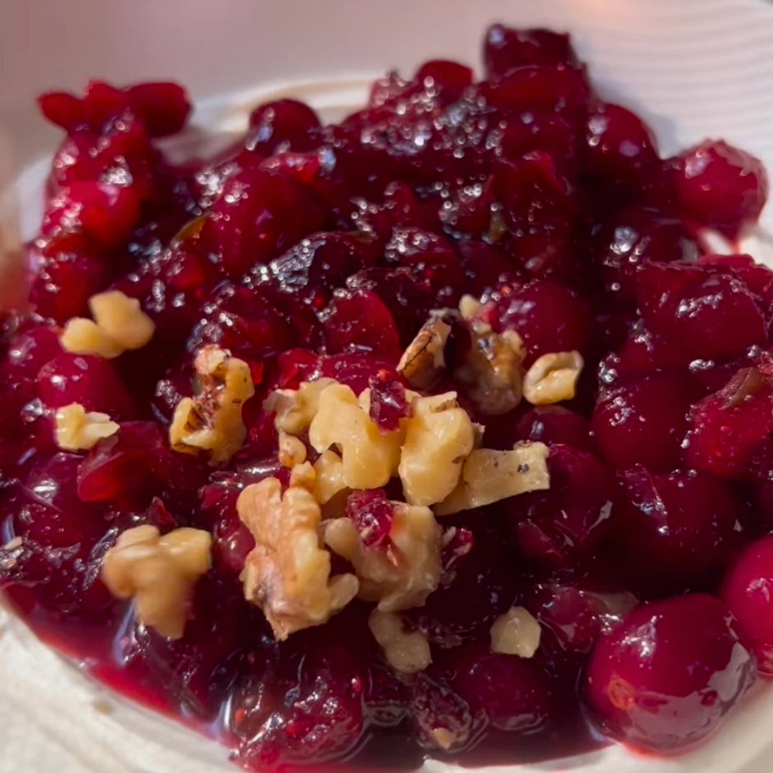 WHIPPED GOAT CHEESE with SPICY CRANBERRY SAUCE and HONEY WALNUT 