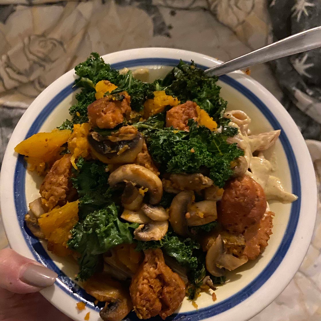 Squash pasta with sausage 
