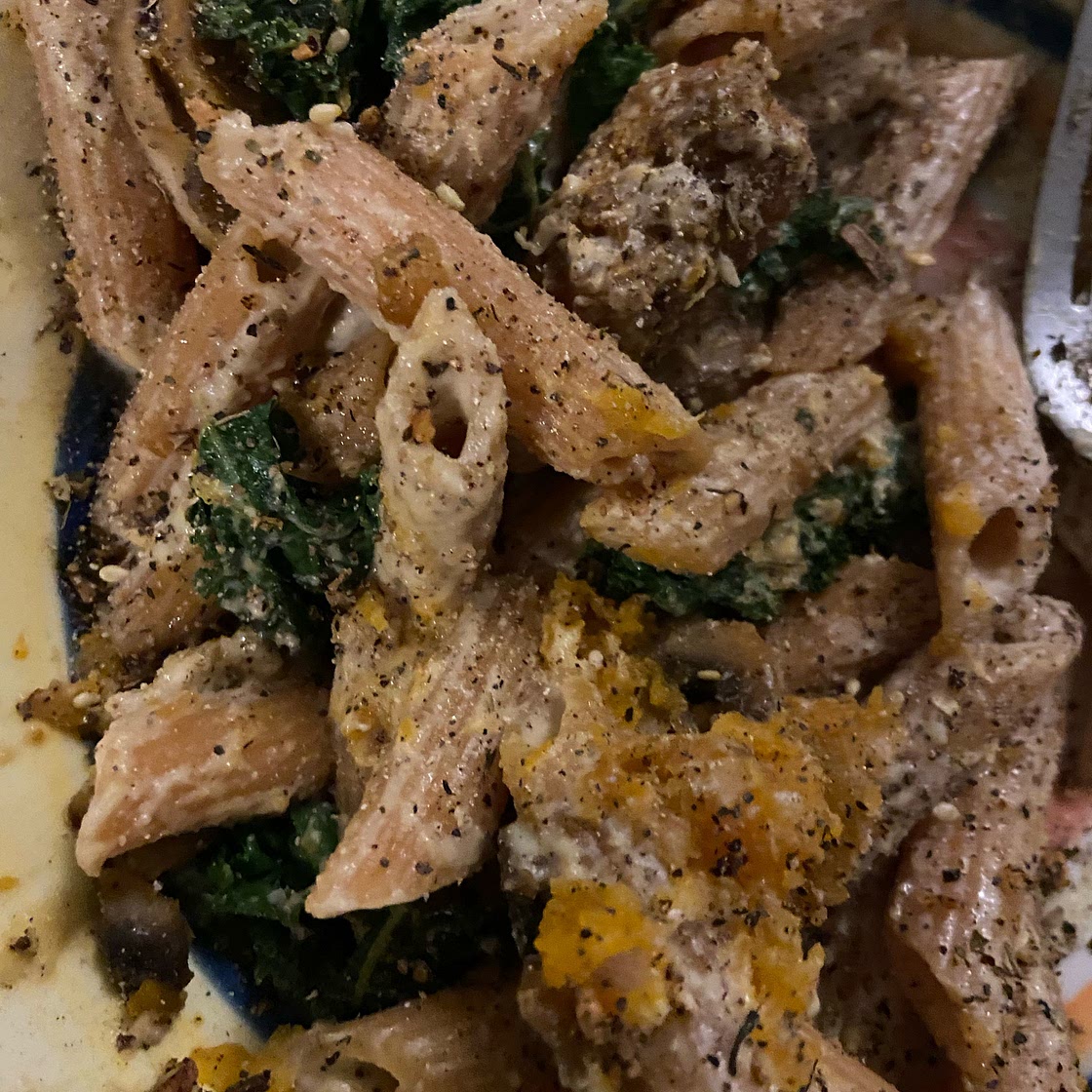 Squash pasta with sausage 