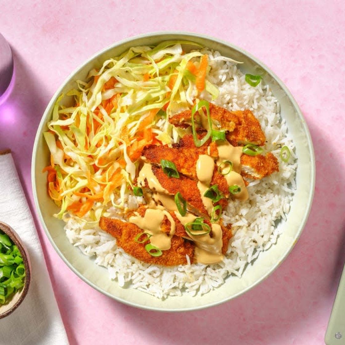 Kipschnitzel met knoflook-gemberrijst