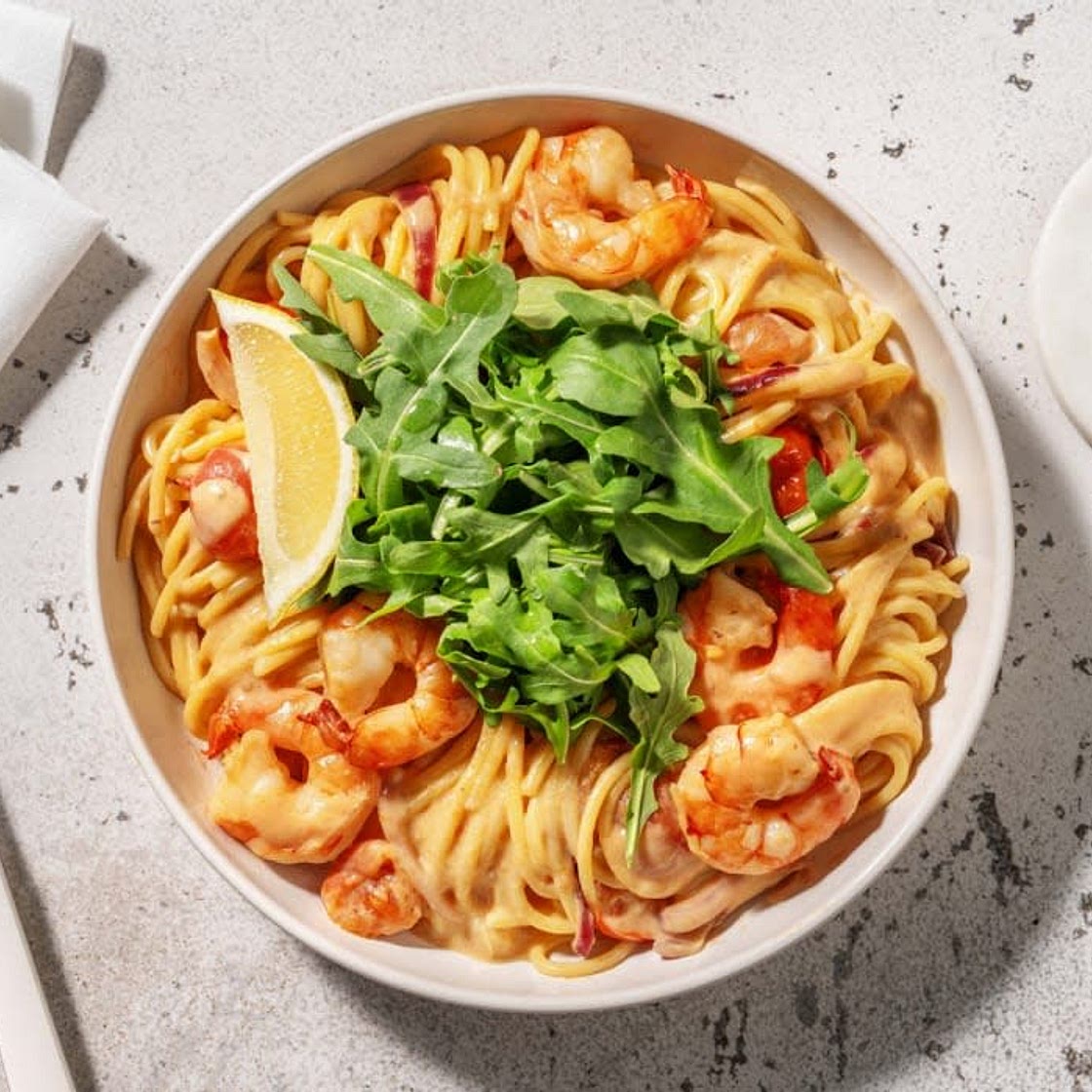 Snelle spaghetti met citroen-knoflookgarnalen