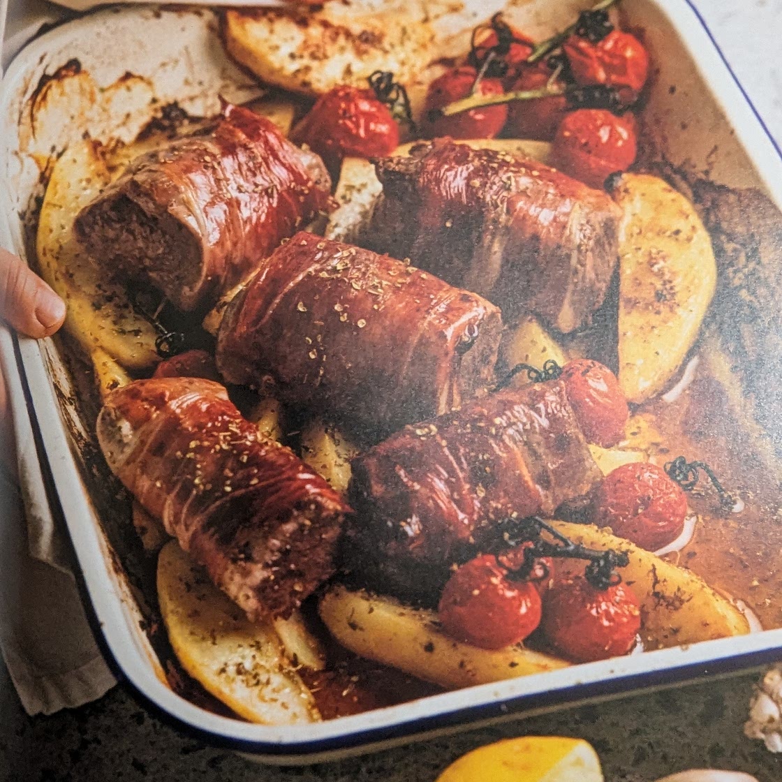 Prosciutto-wrapped Pork with Greek Lemon Potatoes