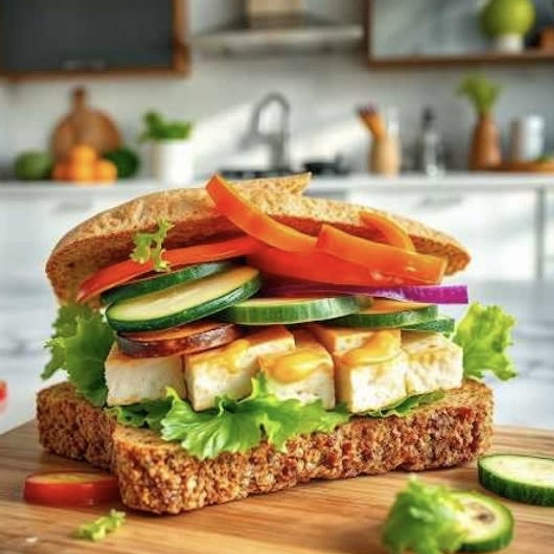 Sandwich de tofu y vegetales