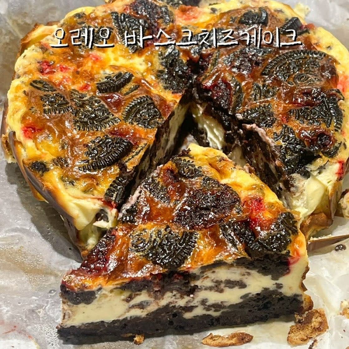오레오 바스크치즈케이크 생크림 없이 만드는 법 치즈케이크 레시피 재료