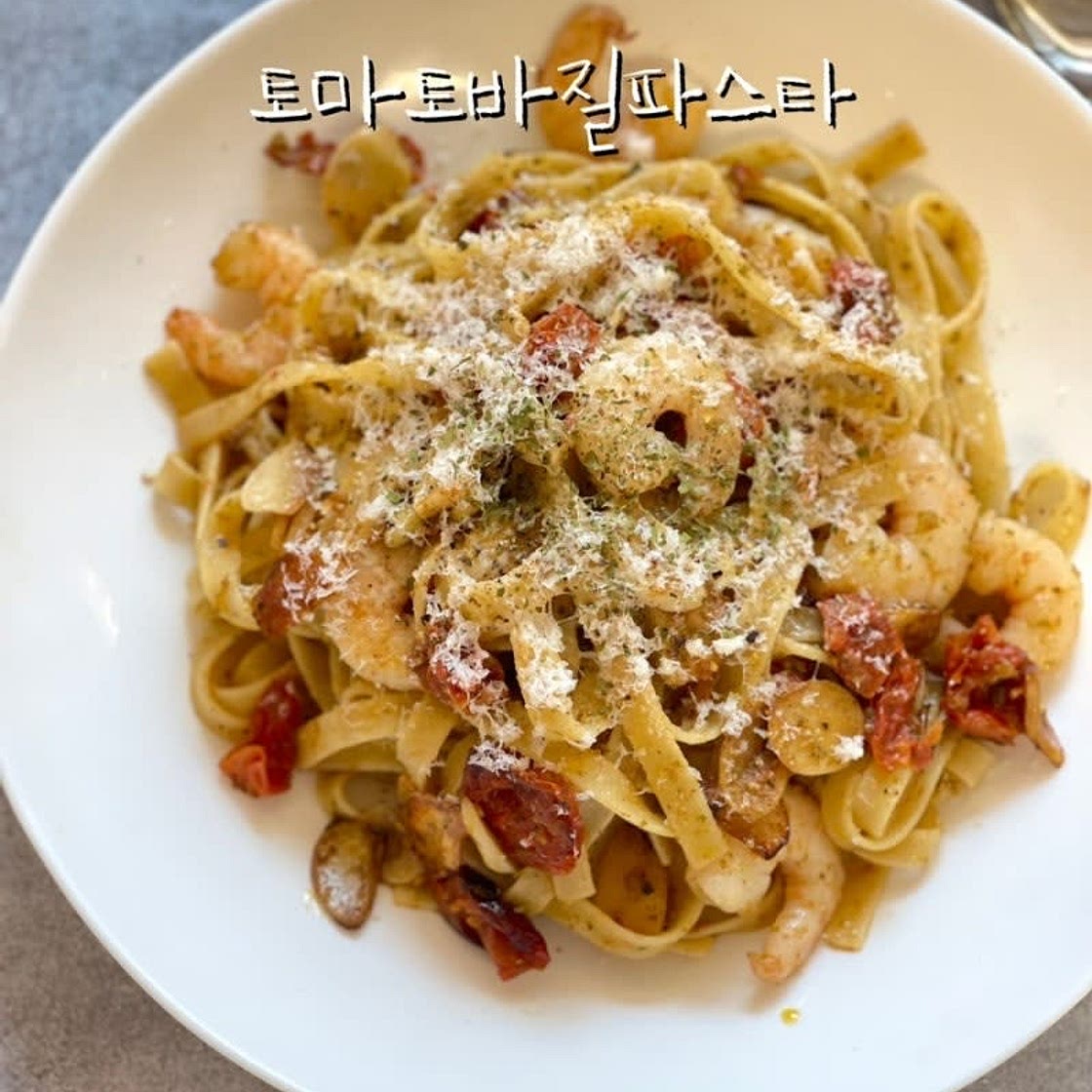토마토바질파스타 만들기 새우바질페스토 파스타 레시피