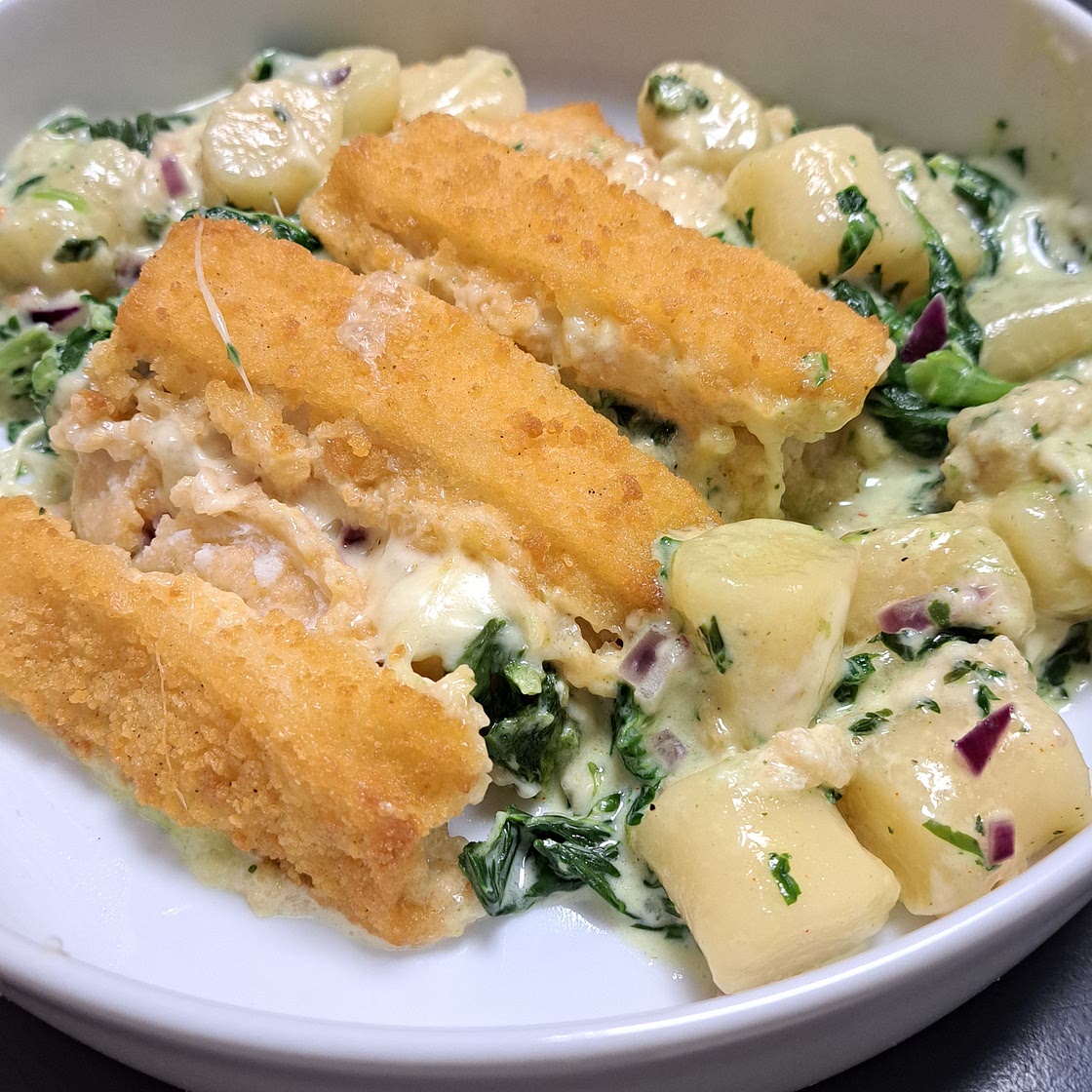 Gnocchi-Fischstäbchen-Auflauf
