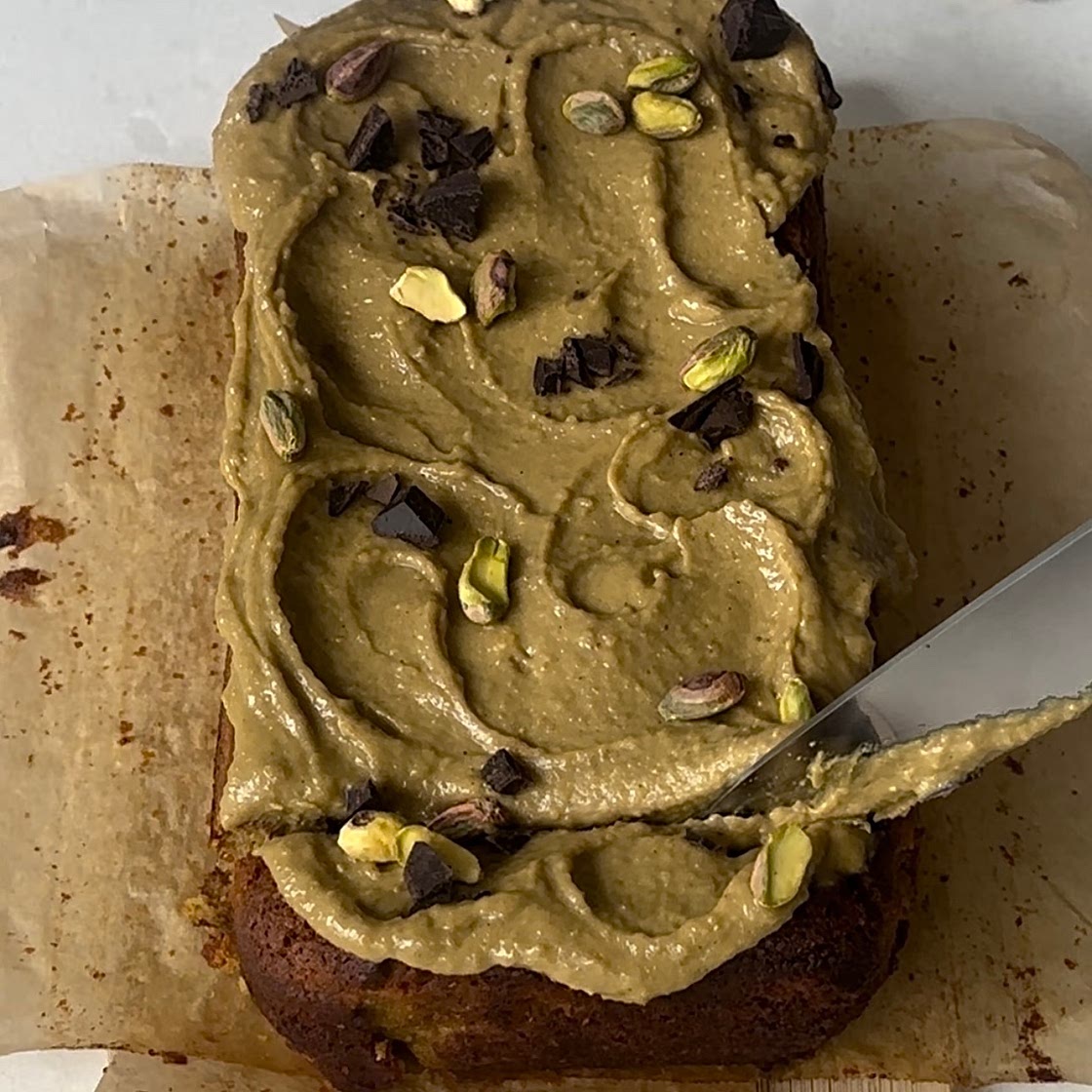 Pistachio cream banana bread