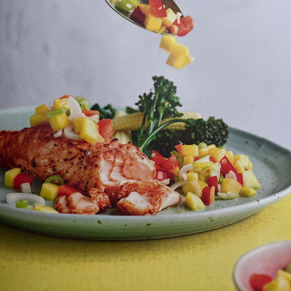 Tandoori salmon with mango salsa