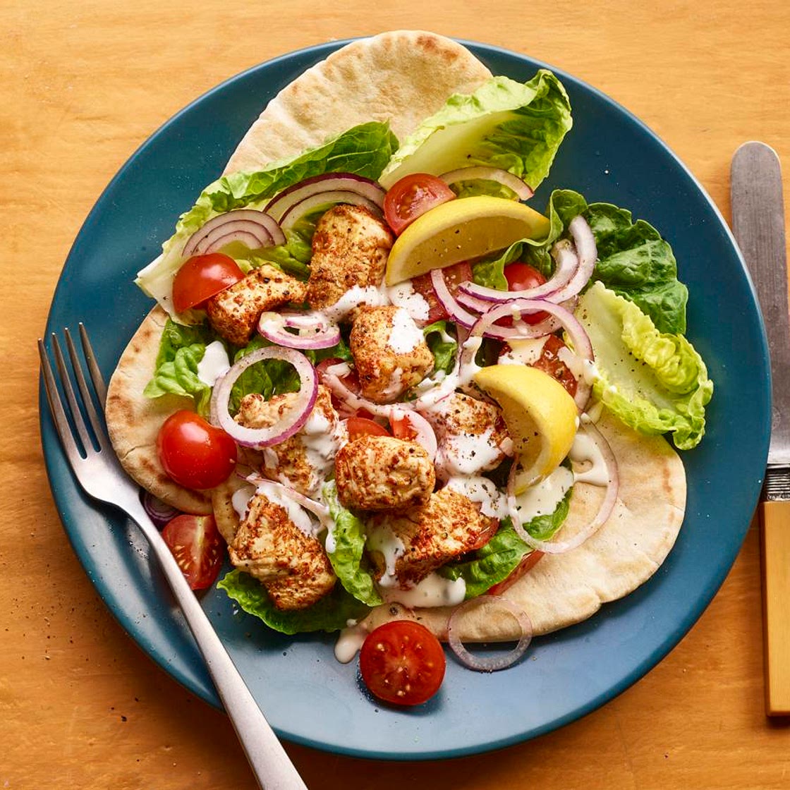 Microwave spicy chicken pitta