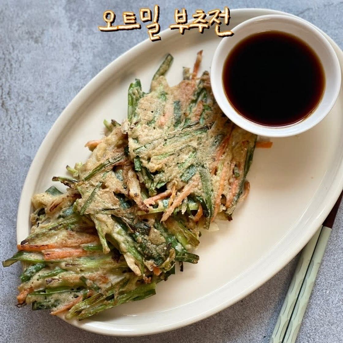 저탄수화물 식단 오트밀 부추전 만들기 야채전 오트밀 먹는법 효능 오트밀전