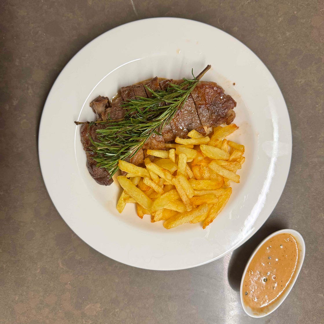 Steak Au Poivre with Home Made Fries
