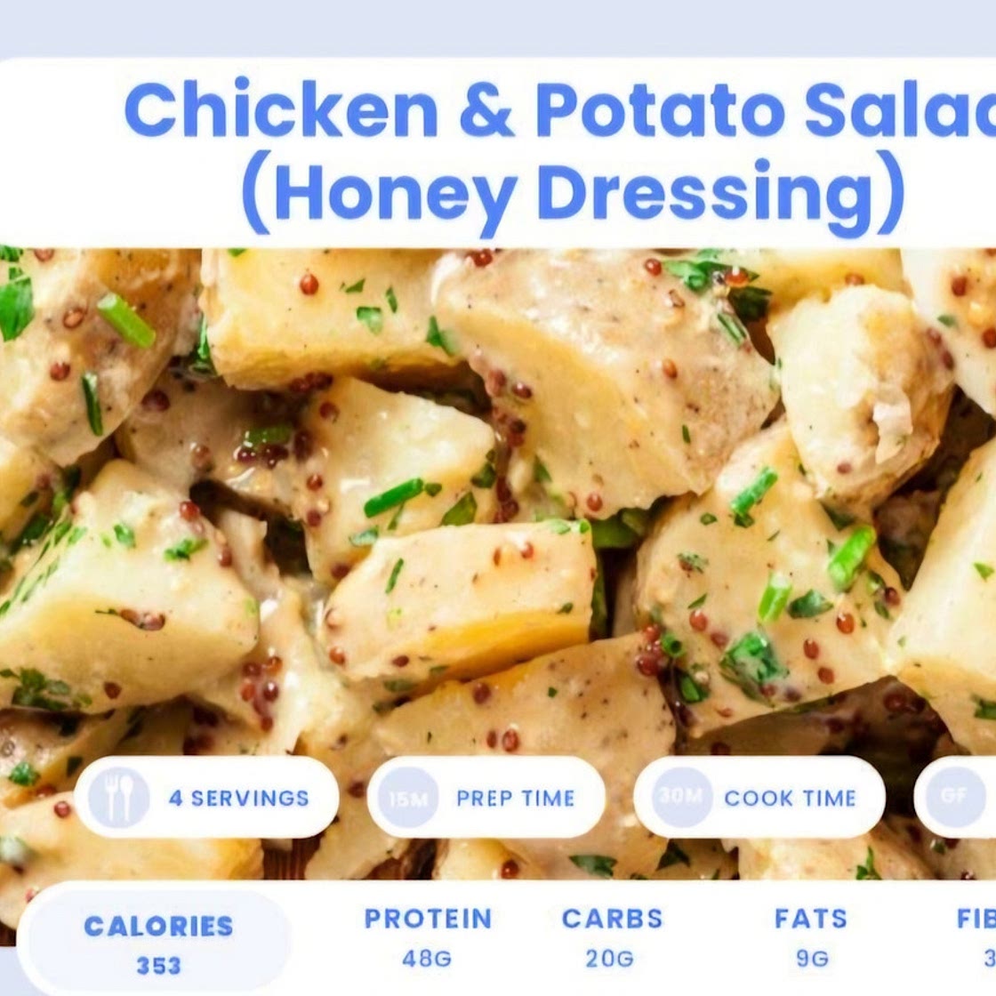 Chicken potato salad 246cal 6 serves high protein *