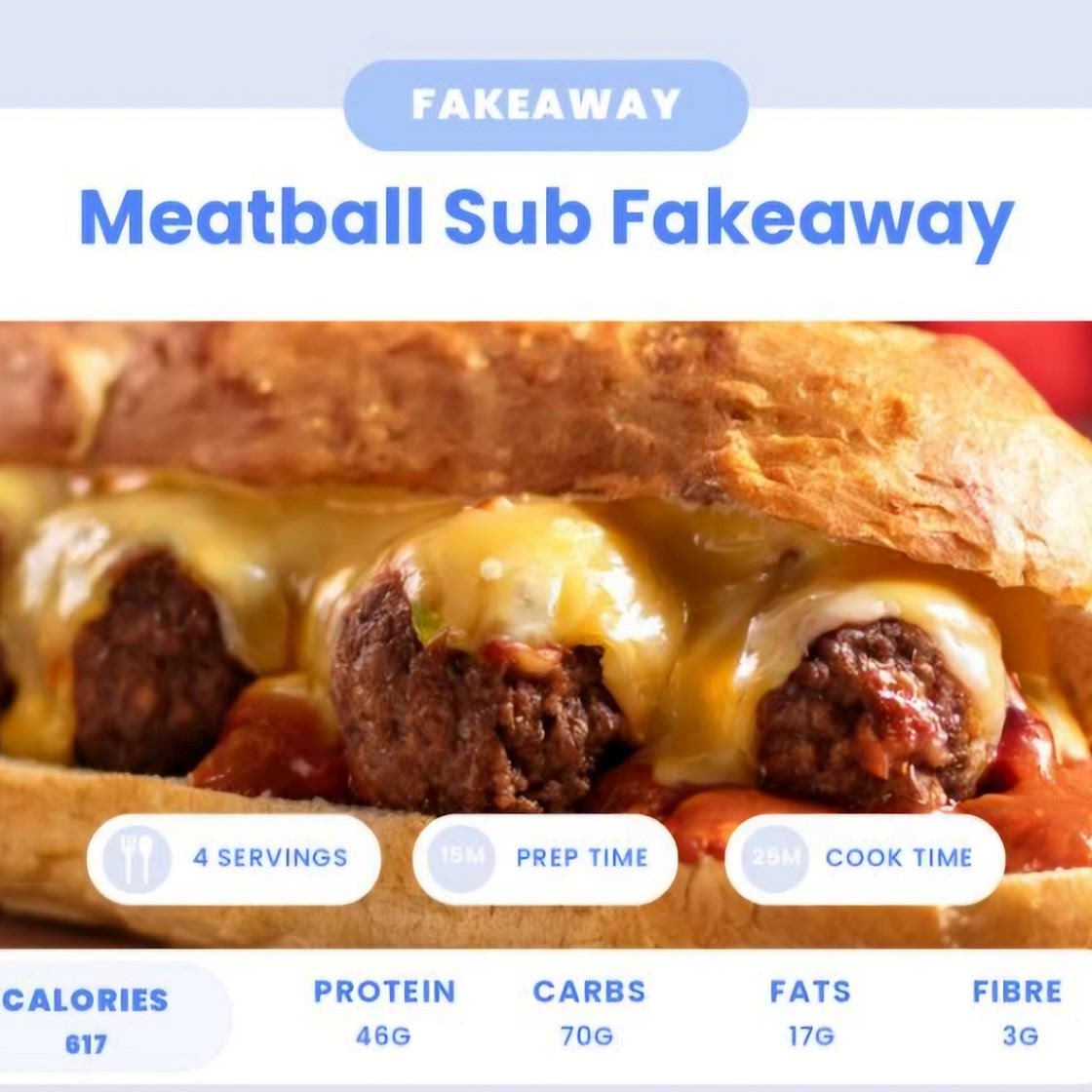 Meatball sub 486cal 42 protein *