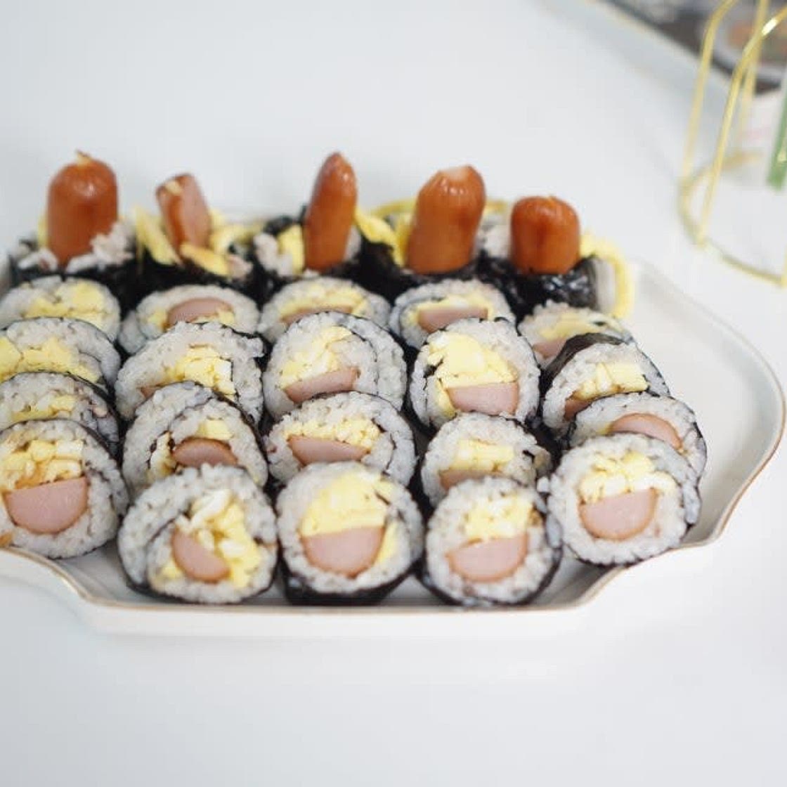 계란김밥 만들기 햄 소세지 추가요~