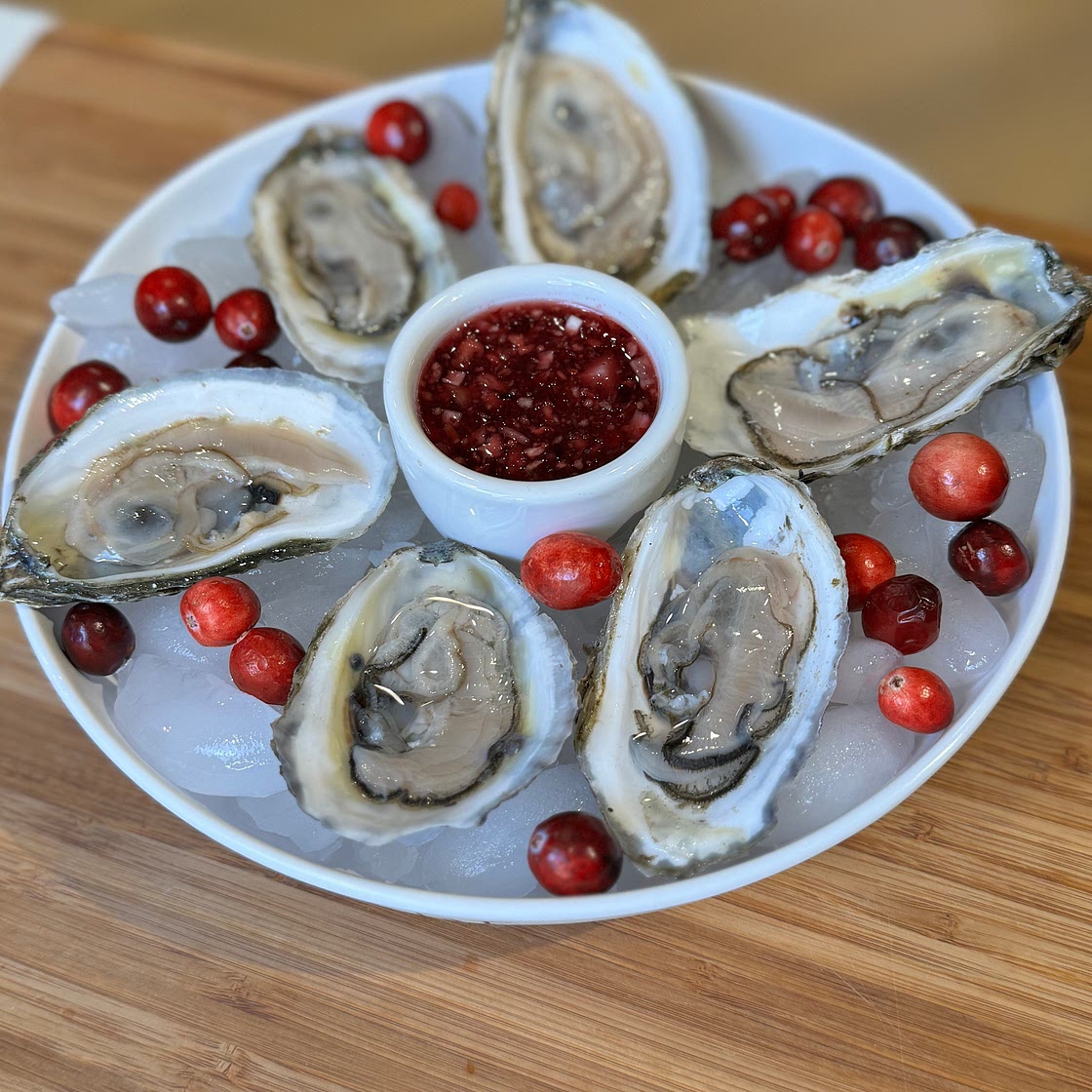 Fresh Oysters with Cranberry Mignonette