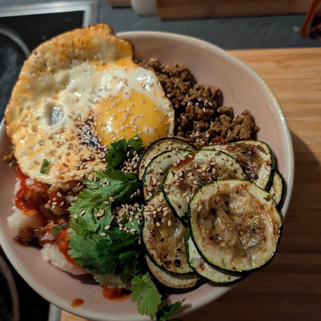 Ground Beef Sticky Rice Bowl