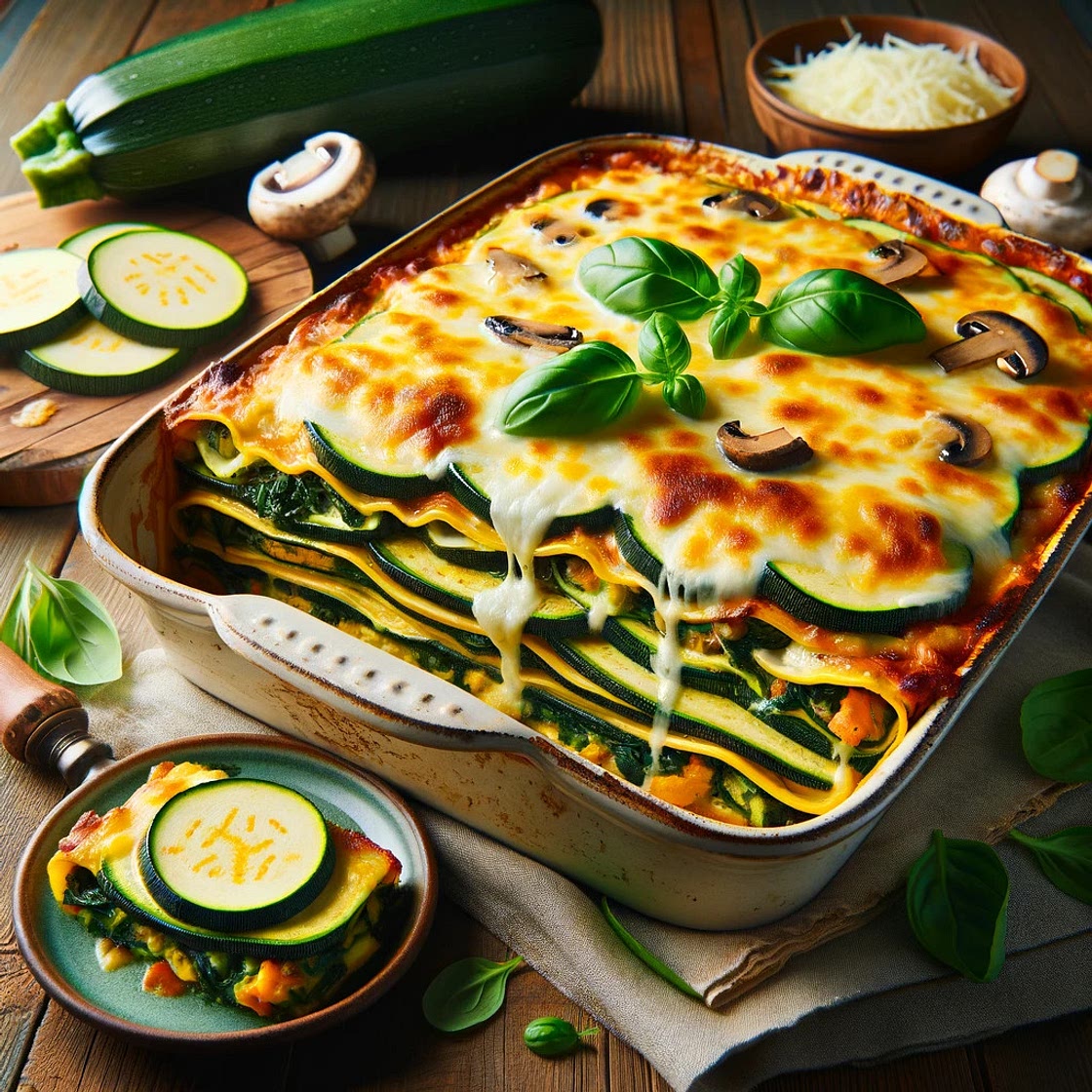 Zucchini Lasagna with Spinach and Mushrooms