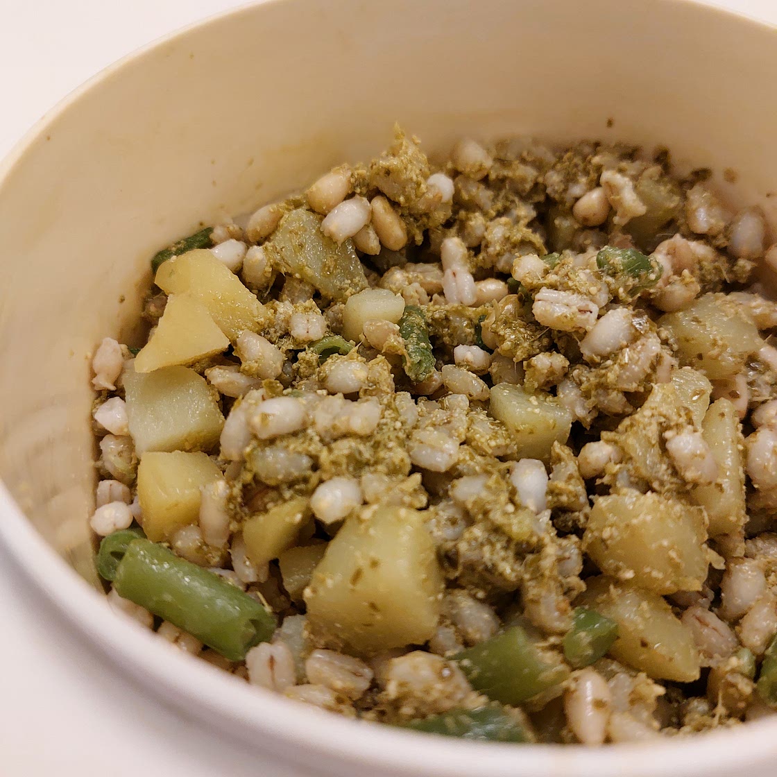 Barley - Basil pesto, potatoes and green beans
