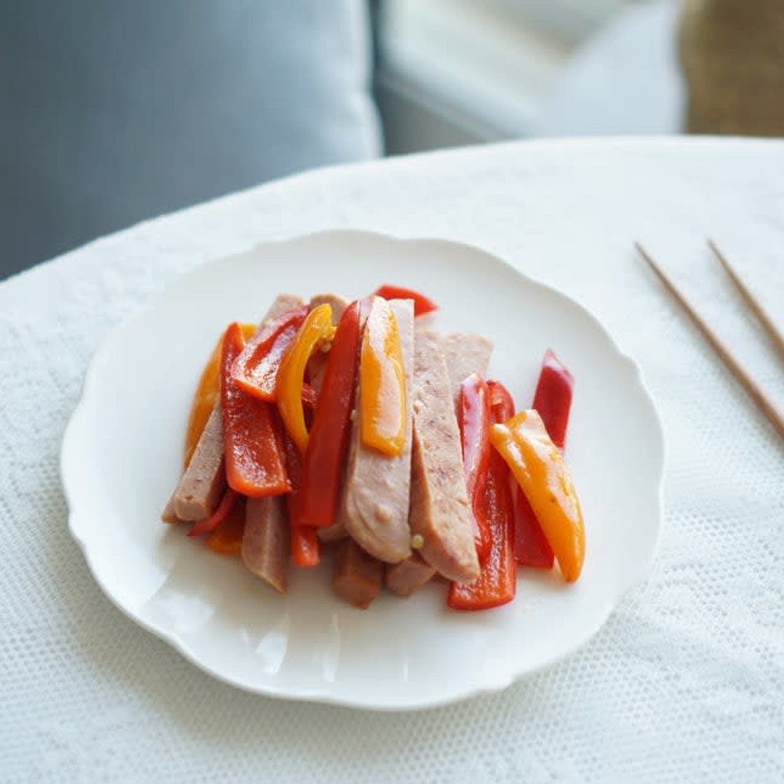 햄 파프리카 야채볶음 으로 해서 먹기