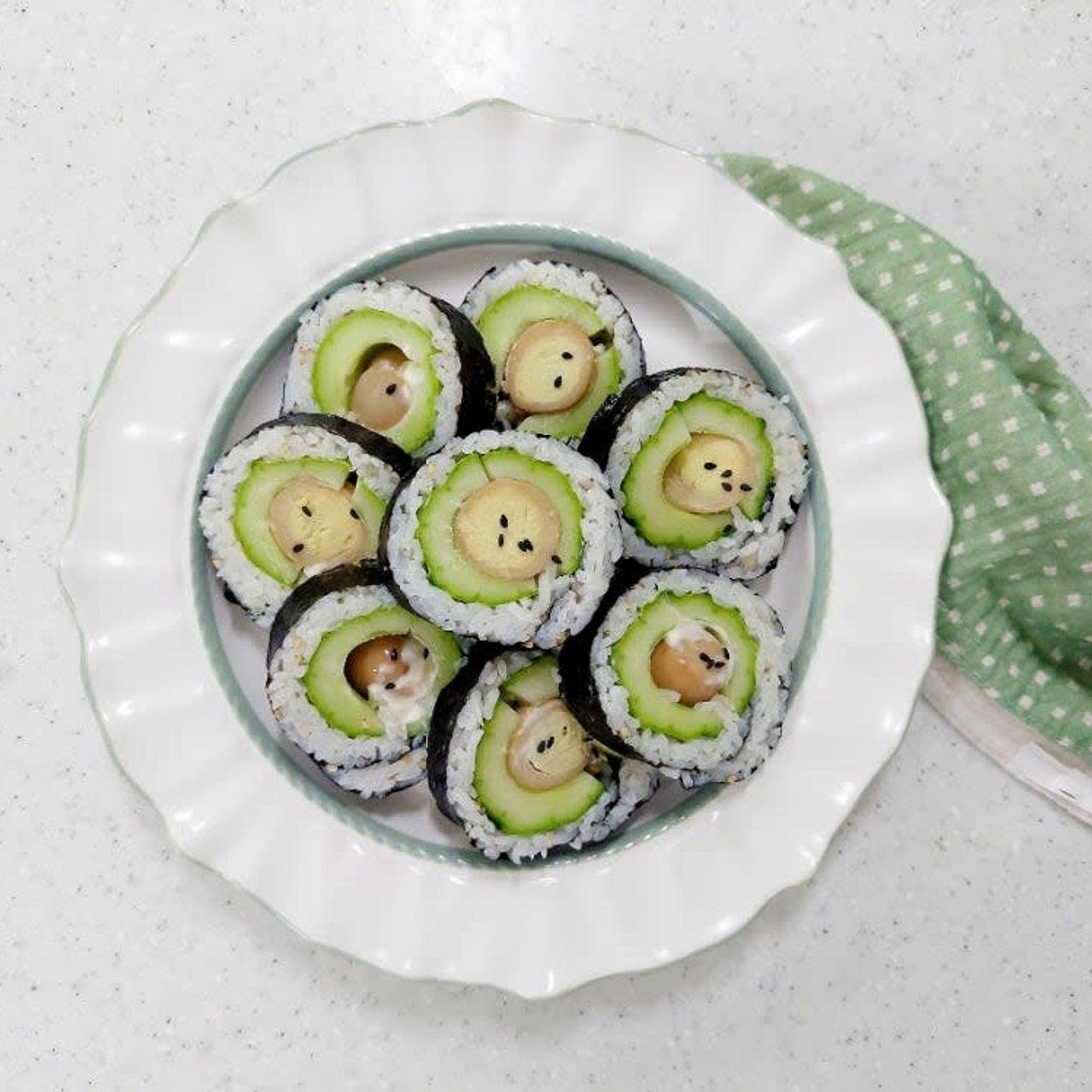 통오이 김밥 만들기 메추리알 장조림 오이 김밥 레시피