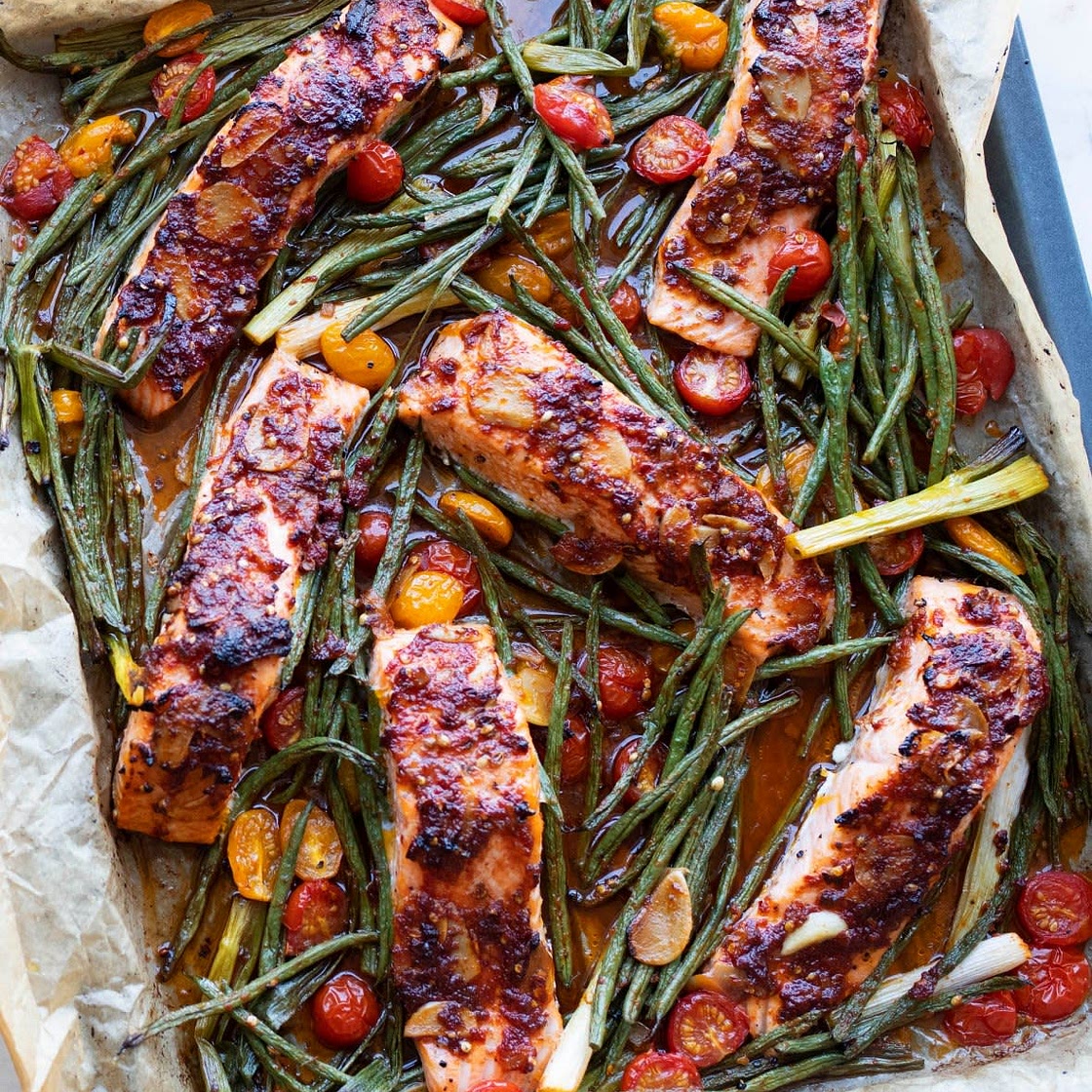 Puttanesca-style salmon bake