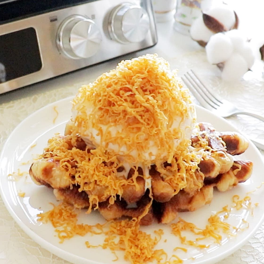 브라운치즈 아이스크림 크로플 와플