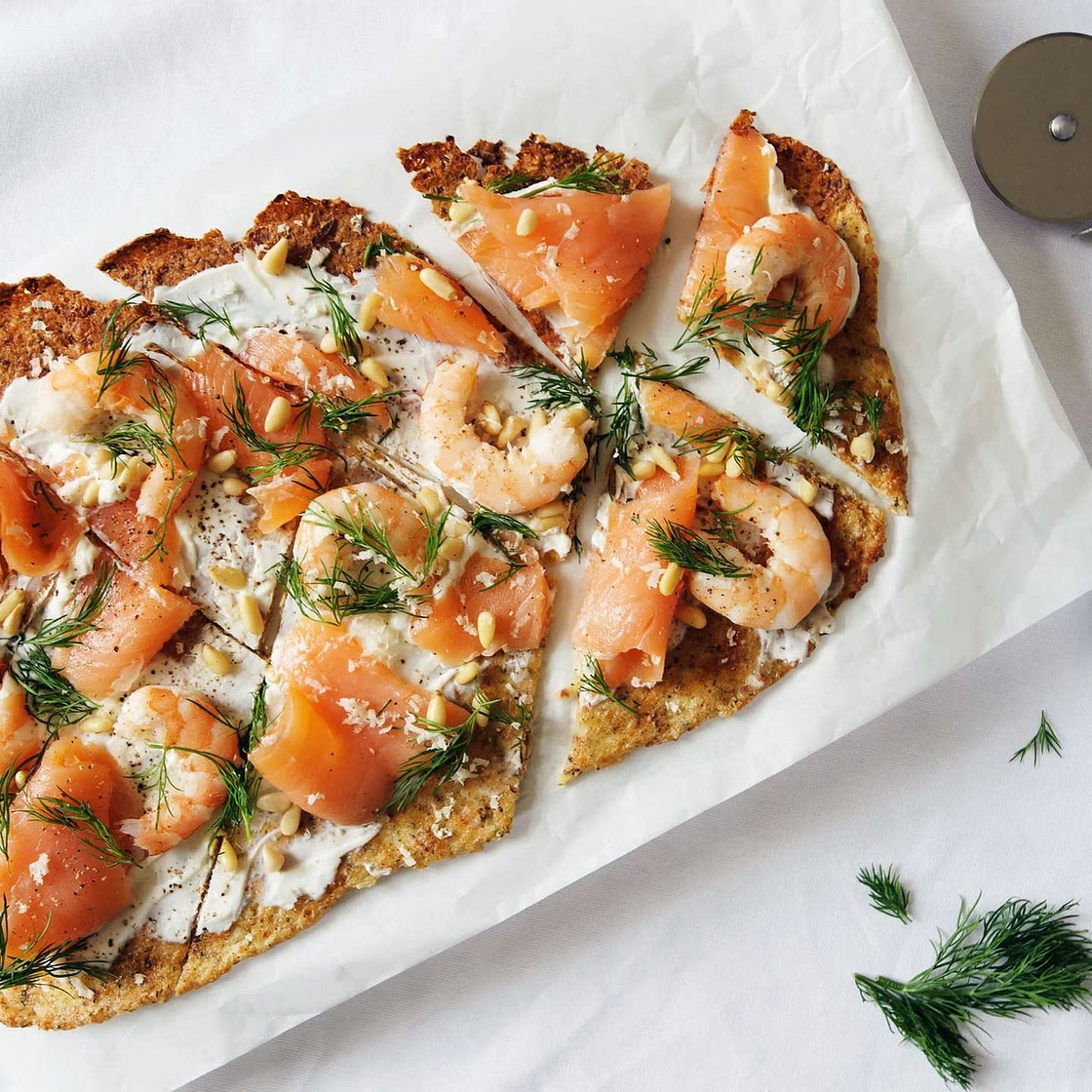 Salmon Pizza with Cauliflower Base