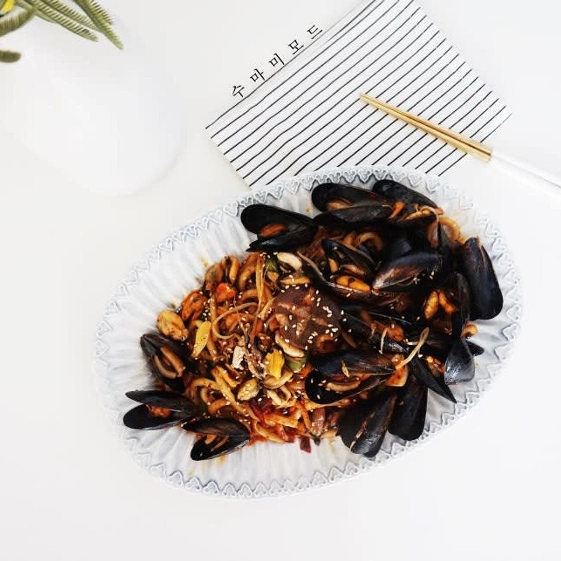 홍합찜 볶음우동 마라샹궈소스 레시피