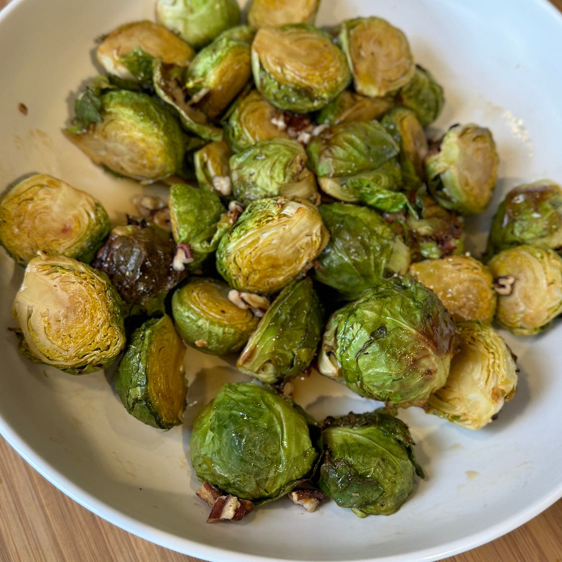 Air Fryer Maple Whiskey Brussels Sprouts